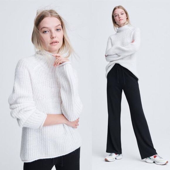 rag & bone Sweaters - Rag & Bone Joseph Alpaca Blend Turtleneck Relaxed Fit Sweater Chalk White XS